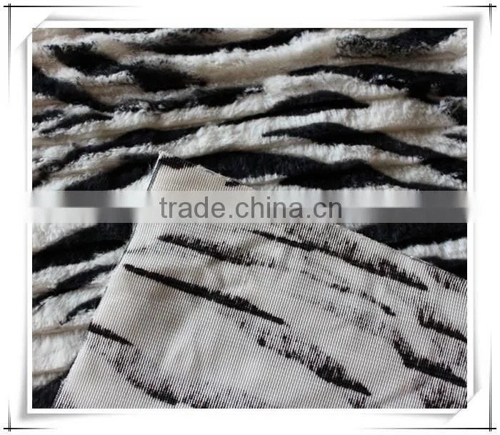100% polyester zebra pattern faux fur fabric