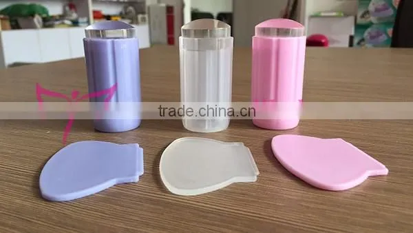 Pink color transparent nail stamper tools,New pink clear jelly stamper
