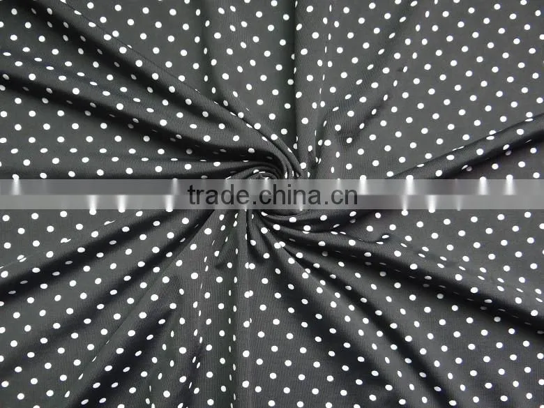 black fabric with white dot swimwear fabric stock