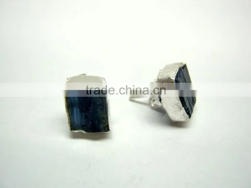 Tanzanite Raw Gemstone Stud 925 Sterling Silver Earring Jewelry, Rough Gemstone Stud Earring, Designer Gemstone Jewelry