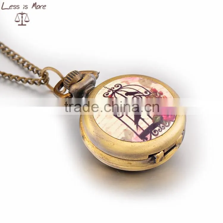 Cartoon animal necklace watch cute kids pocket watch