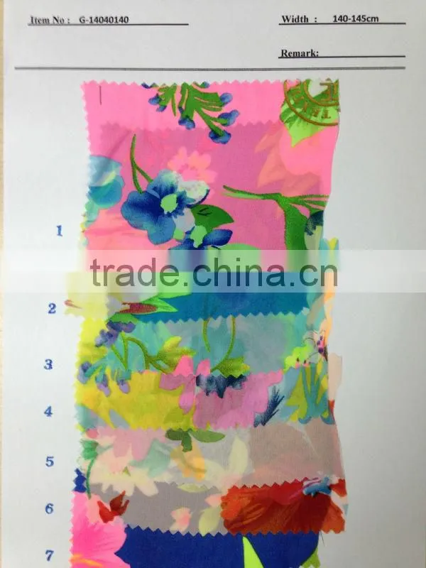 US$ 1/M up Chiffon Print Fabric Textile Stock Stocklot:G-14040140