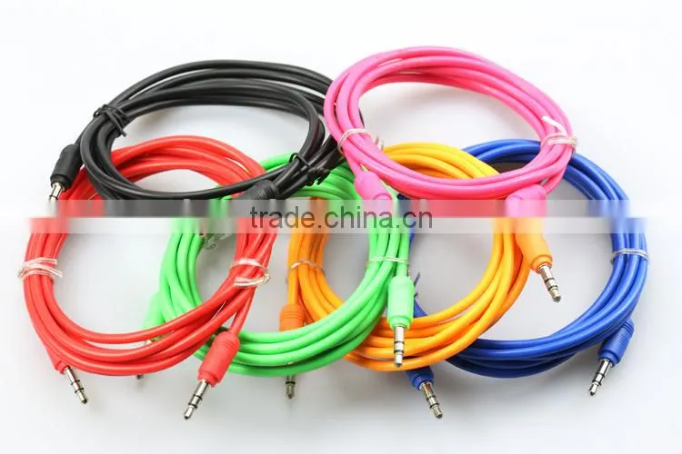 High Grade Output Colorful blue Cable 3.5mm audio Stereo Male to Male cable/aux cable for mobile iphone ipod