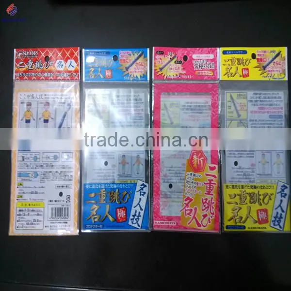 Custom plastic opp printed header poly bag with self adhesive tape and round hole