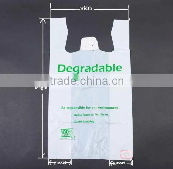 100% Biodegradable Plastic bags shopping T-shirt bag china manufacturer