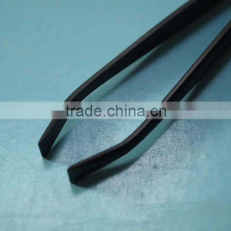 MJ-108 8.9cm carbon steel black colored plated beauty eyebrow tweezers
