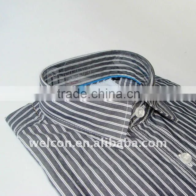 Latest men's long sleeve style stripe classic business dress 100% cotton shirt