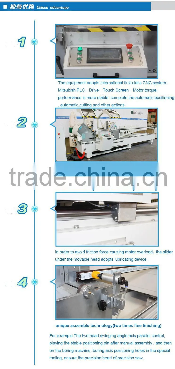 CNC double head mitre saw for aluminum window & door