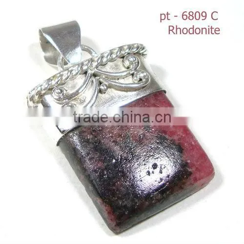 925 stamped sterling silver tibetan turquoise semi precious gemstone pendant