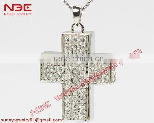 wholesale sterling silver jewelry, Gold plated Cross pendant, 925 silver necklace