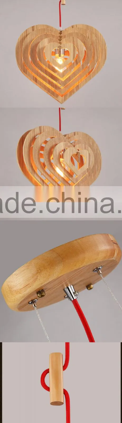 Nordic Creative Brief Wooden Pendant Lamps Heart Shape Living Room Bedroom Lighting Fixtures Holiday Living Christmas Lights