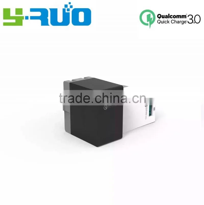 UK EU, US plug Qualcomm certified quick charge QC 3.0 /2.0 wall Charger Passed UL, ETL, FCC, CE