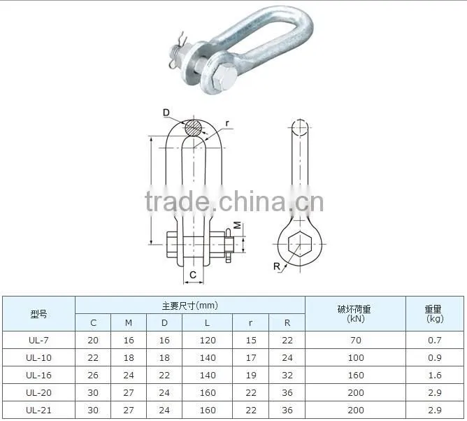 wholesale UL link shackle clevis/china supplier overhead line hardware/ link power fitting free samples