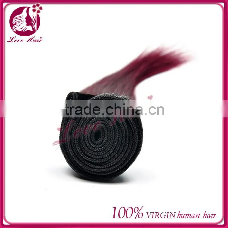 Silk straight ombre hair weave #1b #Burg brazilian virgin hair