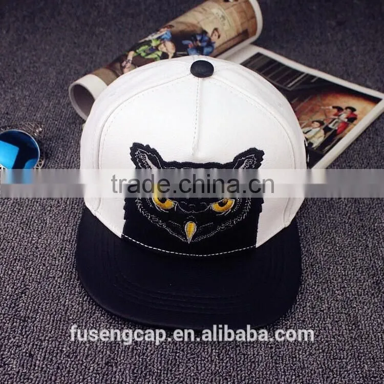 owl embroidery pattern high quanlity leather realistic china snapback hats