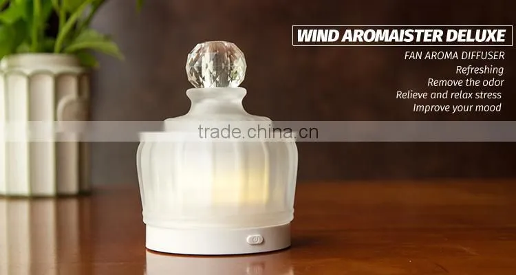 Colorful Glass USB/Battery-powered Fan Aroma Diffuser,Mini Aromatherapy Diffuser,Small Oil Dispenser w/ 7-color-change LED