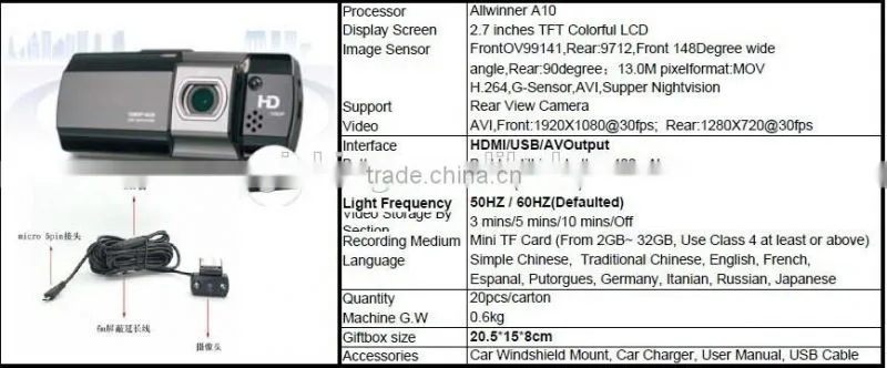 Hot selling 2.7inch Car video Recorder X3