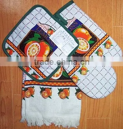 3 pcs pigment print cotton kitchen towel set