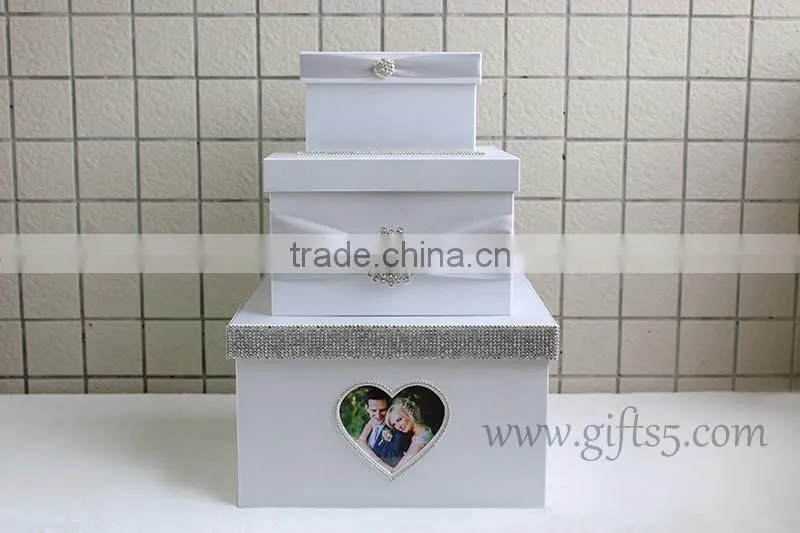 Luxury handmade card boxes for weddings with photo frame