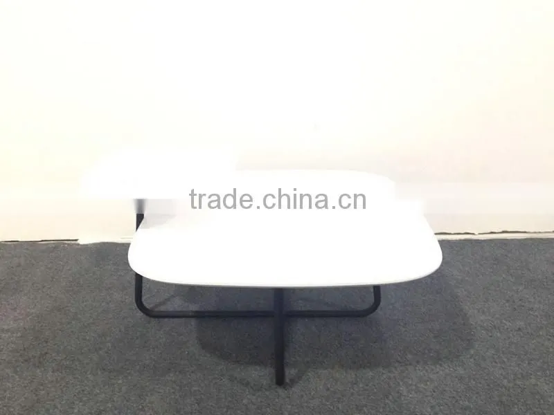 New arrival two layer square matt white painting side coffee table