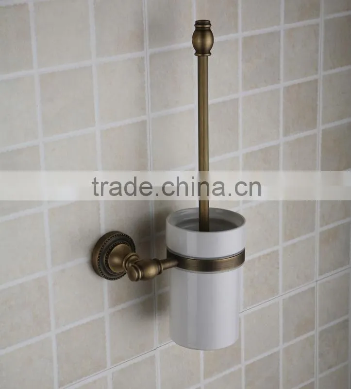 2014 Antique Fashion White Ceramic Antique Copper Toilet Brush Holder Accessories for Bathroom