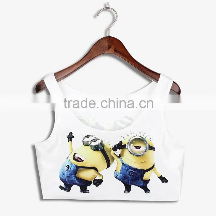 Polyester Women Vest OEM Order Cartoon Print Crop Tops N7-11