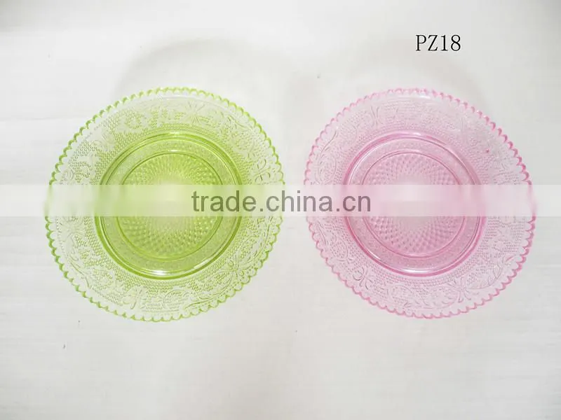 2016 embossed glass plate for dinner