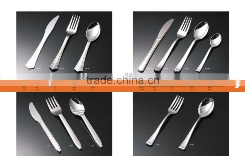 silver coated plastic disposable cutlery set