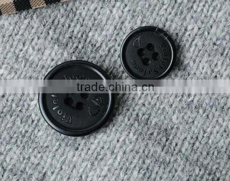 4 Holes Black Natural Corozo Jeans Button with Logo Engraved on in Size 24L&32L