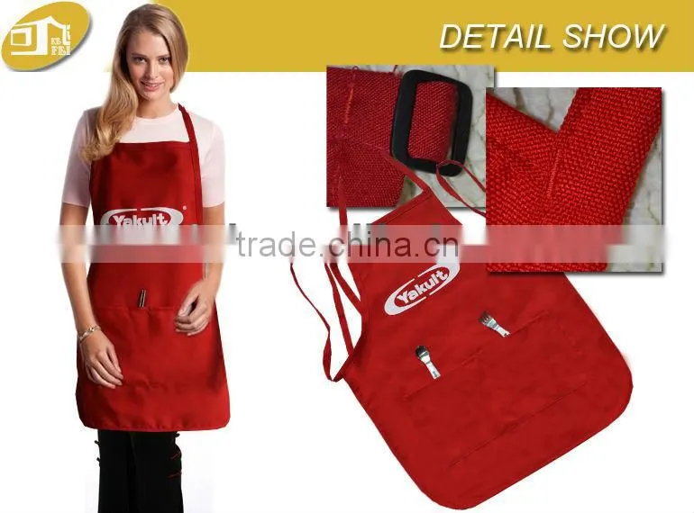 100% Polyester with Pockets Red Aprons