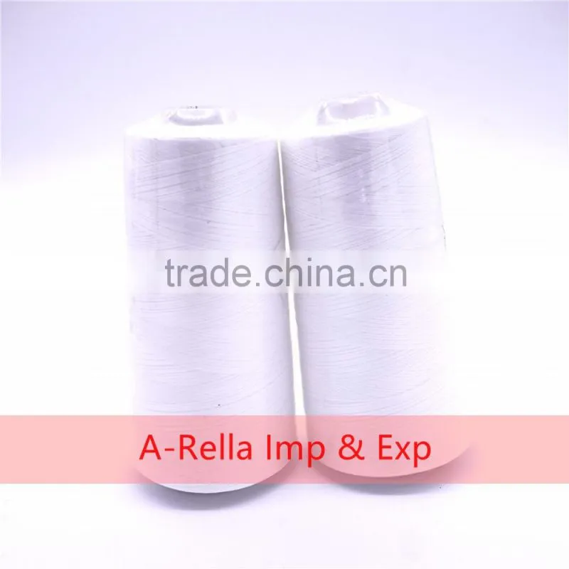 100% spun polyester sewing thread 3000y/cone 87g 40s/2 white and raw white