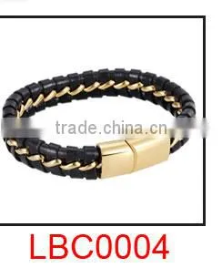 Men black braided leather bracelet cool bracelet for boys New