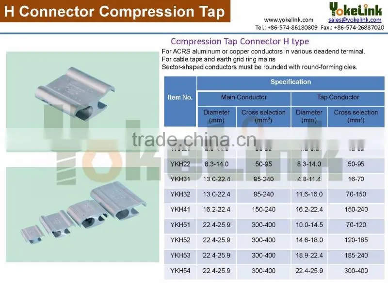 Wide Range Tap compression connector for aluminum or aluminum-copper conductor