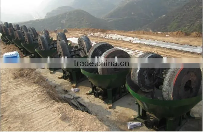 Wet type pan grinding mill with two rollers for mineral ore grinding