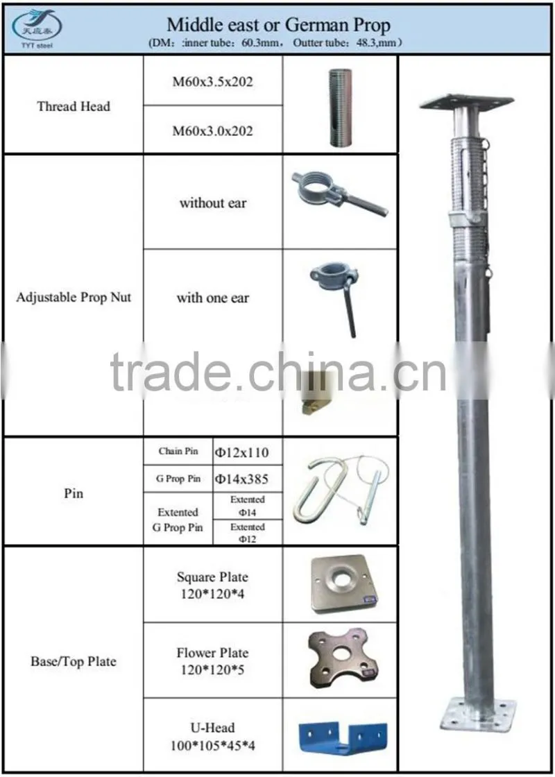 support system heavy duty props scaffolding material light/heavy duty painted/galvanized adjustable steel props