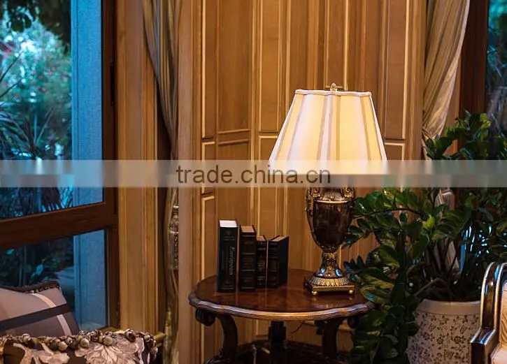 Black marble lamp body brass decoration bottom fabric lampshade table lamp
