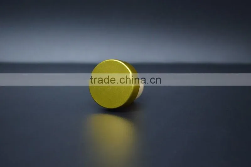 Gold aluminium cap with synthestic cork for glass bottle T-shape cork