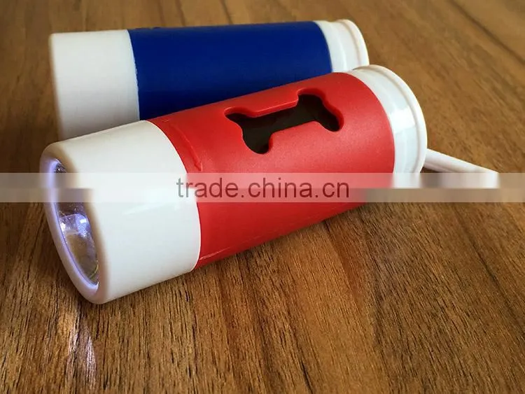 2016 trending products pet products flashlight led with PE trash bags