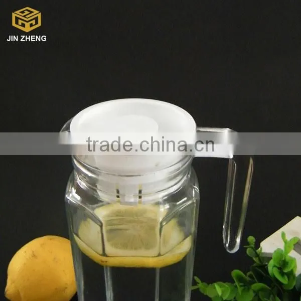 hexagonal hot drink cola water glass bottle with neck and plastic flap