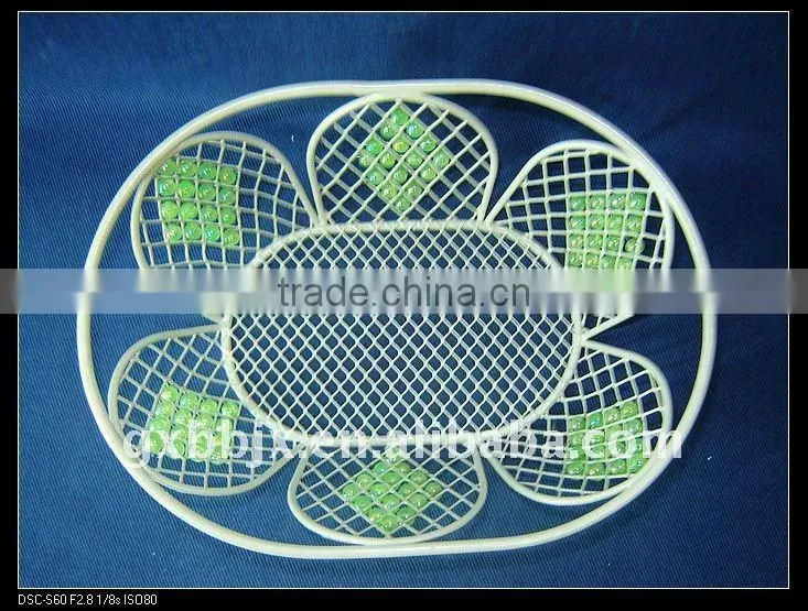 Egg shaped creamywhite moses decorative with green pearl storage fruit basket