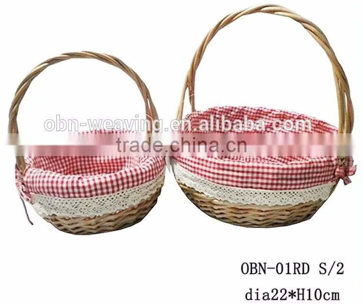 Hand woven set 3 fancy small empty wicker basket for gift
