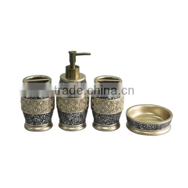 4 PCS High Quality Chrome Resin Crackle Mosaic Glass Bathroom Accessories