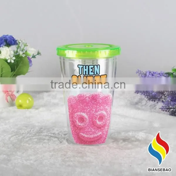 BPA Free plastic cups with straw double wall tumbler - 16OZ