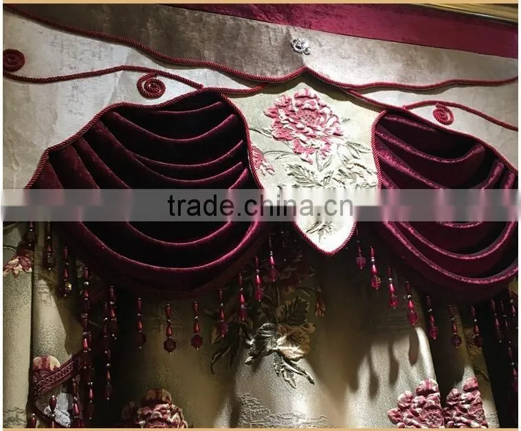 M-8637 Luxury European style living room bedroom beige curtains shade American luxury jacquard curtains