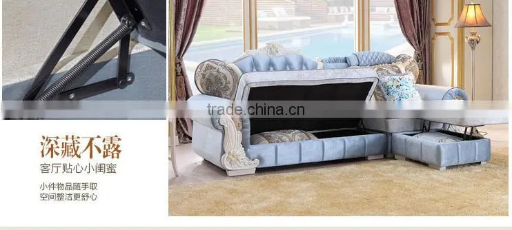 201# Best selling antique Classic Fabric Chaise Lounge /corner sofa/ functional sofa