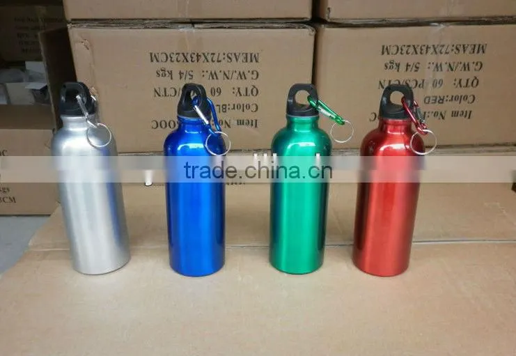 500ml with heat transfer logo and carabiner lid for aluminum sport water bottles