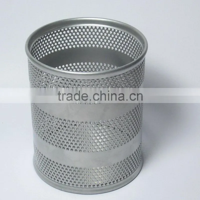 2014 high quality 8.5cm diameter mesh metal pen holder