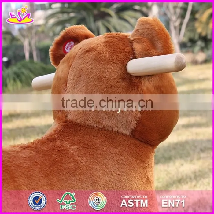 2017 New design cute bear wooden baby rocking animal W16D073