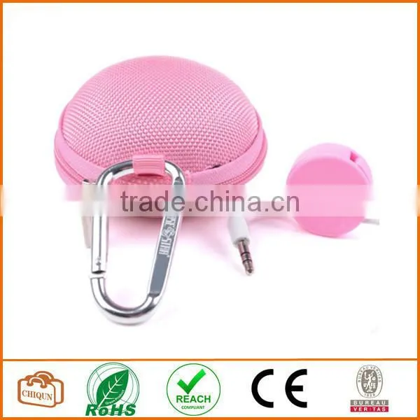 3 in 1 Pink Earphone Handsfree Hard EVA Case Plus Round Earphone Bag