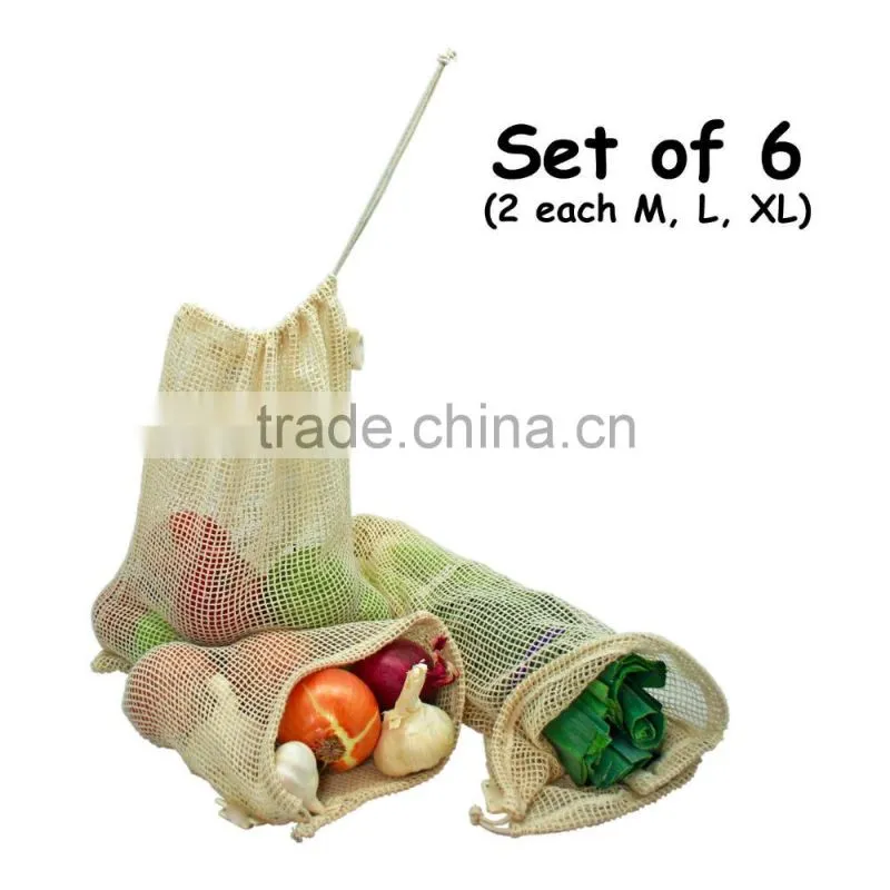 Eco Friendly Organic Cotton Mesh Reusable Produce Bags
